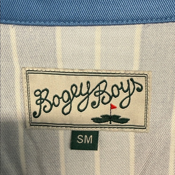 Bogey boys striped button up blue shirt men’s size small - Picture 3 of 4